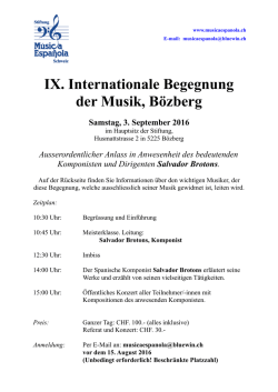 IX. Internationale Begegnung der Musik, Bözberg Samstag, 3
