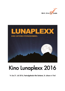Kino Lunaplexx 2016 - Musik Kultur St. Johann