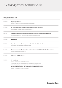 HV-Management Seminar 2016