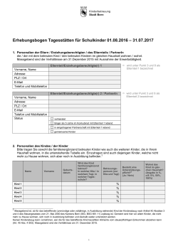 Erhebungsbogen Tagesstätten für Schulkinder 01.08