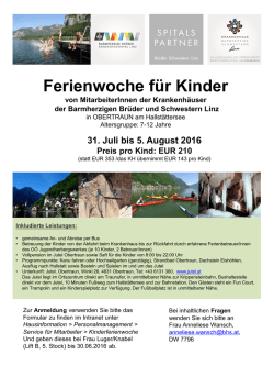 Ferienwoche f&uuml;r Kinder