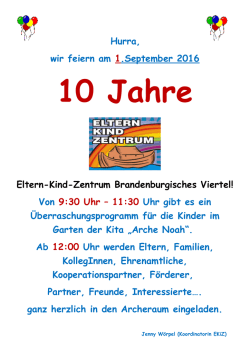 Hurra, wir feiern am 1 .September 2016 Eltern-Kind