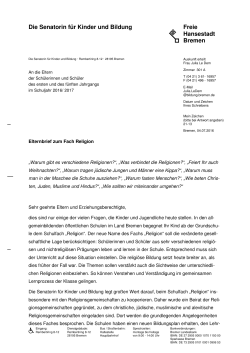 Die Senatorin für Kinder und Bildung Freie Hansestadt Bremen