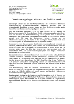 Versicherungsfragen während der Praktikumszeit