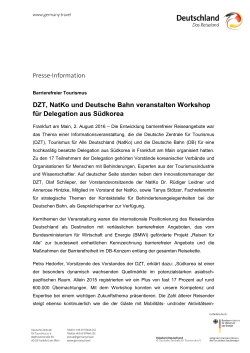 DZT, NatKo und Deutsche Bahn veranstalten Workshop
