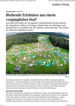 Jungfrau Zeitung - Bleibende Erlebnisse aus einem verg
