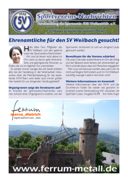 Ehrenamtliche f&uuml;r den SV Weilbach gesucht!