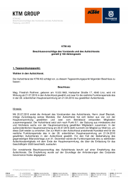 KTM AG Beschlussvorschläge des Vorstands und
