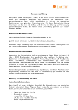 Seite 1 Datenschutzerklärung Der justETF GmbH (nachfolgend
