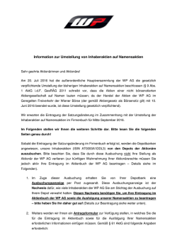 Information zur Umstellung von Inhaberaktien auf