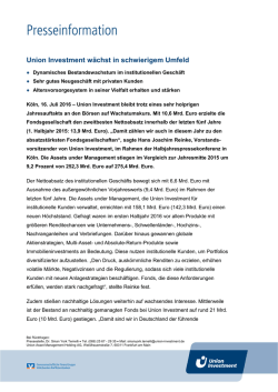 Meldung speichern - Union Investment