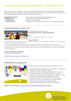 Ehrenamtsstiftung Mecklenburg‐Vorpommern | Newsletter 08.2016