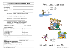 Ferienprogramm 2016 Stadt Zeil am Main