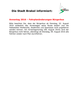 Die Stadt Brakel informiert: Annentag 2016