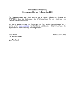 Hinweisbekanntmachung Kommunalwahlen am 11