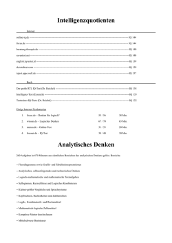 Intelligenzquotienten Analytisches Denken