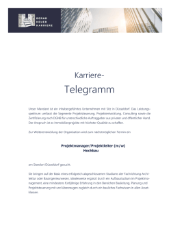 D&uuml;sseldorf Projektmanager/ Projektleiter (m/w)