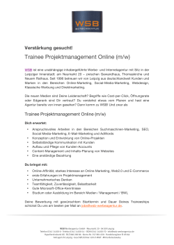 Trainee Projektmanagement Online (m/w)