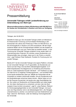 Pressemitteilung - Universität Tübingen