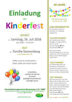 Am: Samstag, 16. Juli 2016 Bei: Familie Sonnenberg