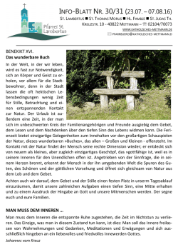 info-blatt nr. 30/31 - Katholisches Mettmann