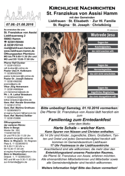Information vom 7. u. 14.08.2016