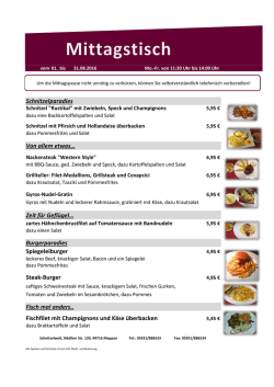 Schnitzelparadies Von allem etwas… Zeit für Geflügel… Fischfilet