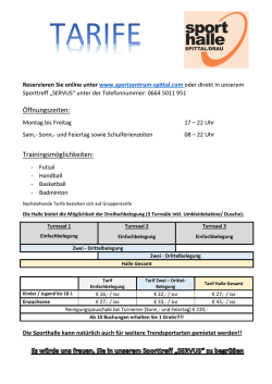 Tarife Sporthalle - Sportzentrum Spittal