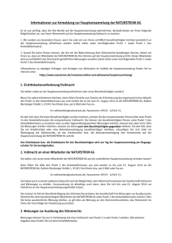 Informationen zur Anmeldung zur Hauptversammlung