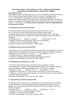 Gef&uuml;hrte Fahrradtouren von Heinz Zander f&uuml;rs 2
