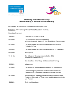 Einladung zum DBSV Workshop am Donnerstag, 6. Oktober 2016 in