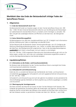 Merkblatt über das Ende der Beistandschaft infolge Todes der