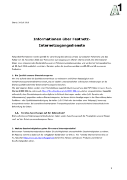 Informationen &uuml;ber Internetzugangsdienste &ndash; Festnetz