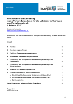Merkblatt über die Einstellung in den Vorbereitungsdienst für alle