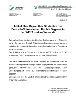 Artikel über Bayreuther Studenten des Deutsch