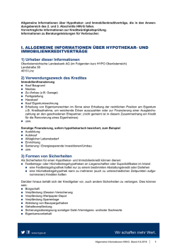 I. ALLGEMEINE INFORMATIONEN &Uuml;BER HYPOTHEKAR