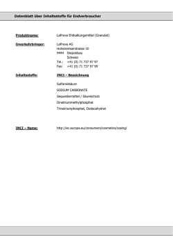Datenblatt über Inhaltsstoffe für Endverbraucher