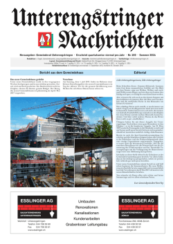 Editorial Bericht aus dem Gemeindehaus