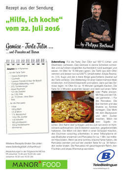 „Hilfe, ich koche“ vom 22. Juli 2016