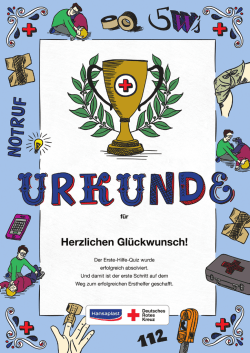 Hansaplast - DRK : Erste Hilfe Quiz Urkunde
