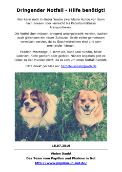 Dringender Notfall - Hilfe ben&ouml;tigt!
