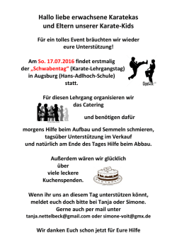 Hallo liebe erwachsene Karatekas und Eltern unserer Karate-Kids