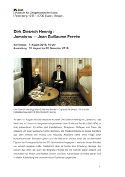 Dirk Dietrich Hennig : Jamais-vu &mdash; Jean Guillaume Ferr&eacute;e