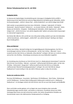 Kleiner Fahrplanwechsel am 31. Juli 2016