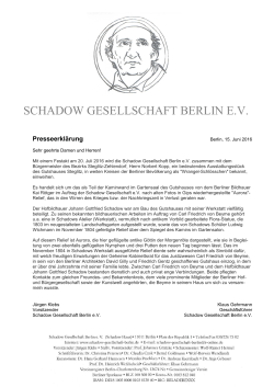 Pressemitteilung - Schadow Gesellschaft Berlin