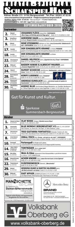 Spielplan September bis Oktober 2016