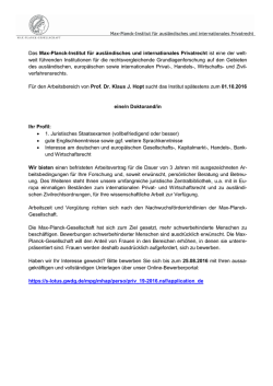 eine/n Doktorand/in f&uuml;r den Arbeitsbereich von Prof. Dr. Klaus J. Hopt