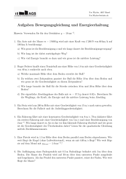 Aufgaben Bewegungsgleichung und Energieerhaltung - urs