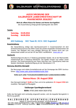 Ausschreibung LM-Paar - SSKV Salzburger Sportkeglerverband