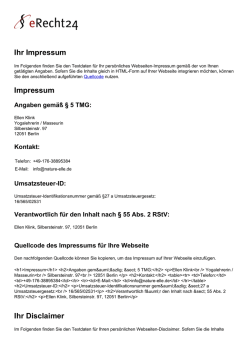 Ihr Impressum Impressum Ihr Disclaimer - NaturElle Nature